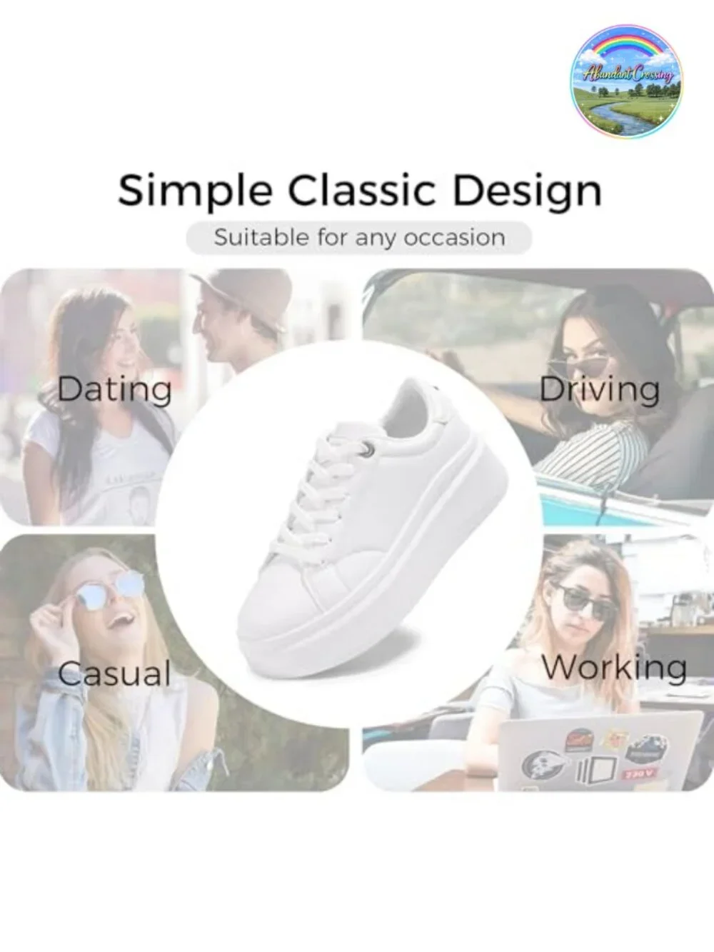 Women's Platform Sneakers Faux Leather Lace-Up 2.6 inch